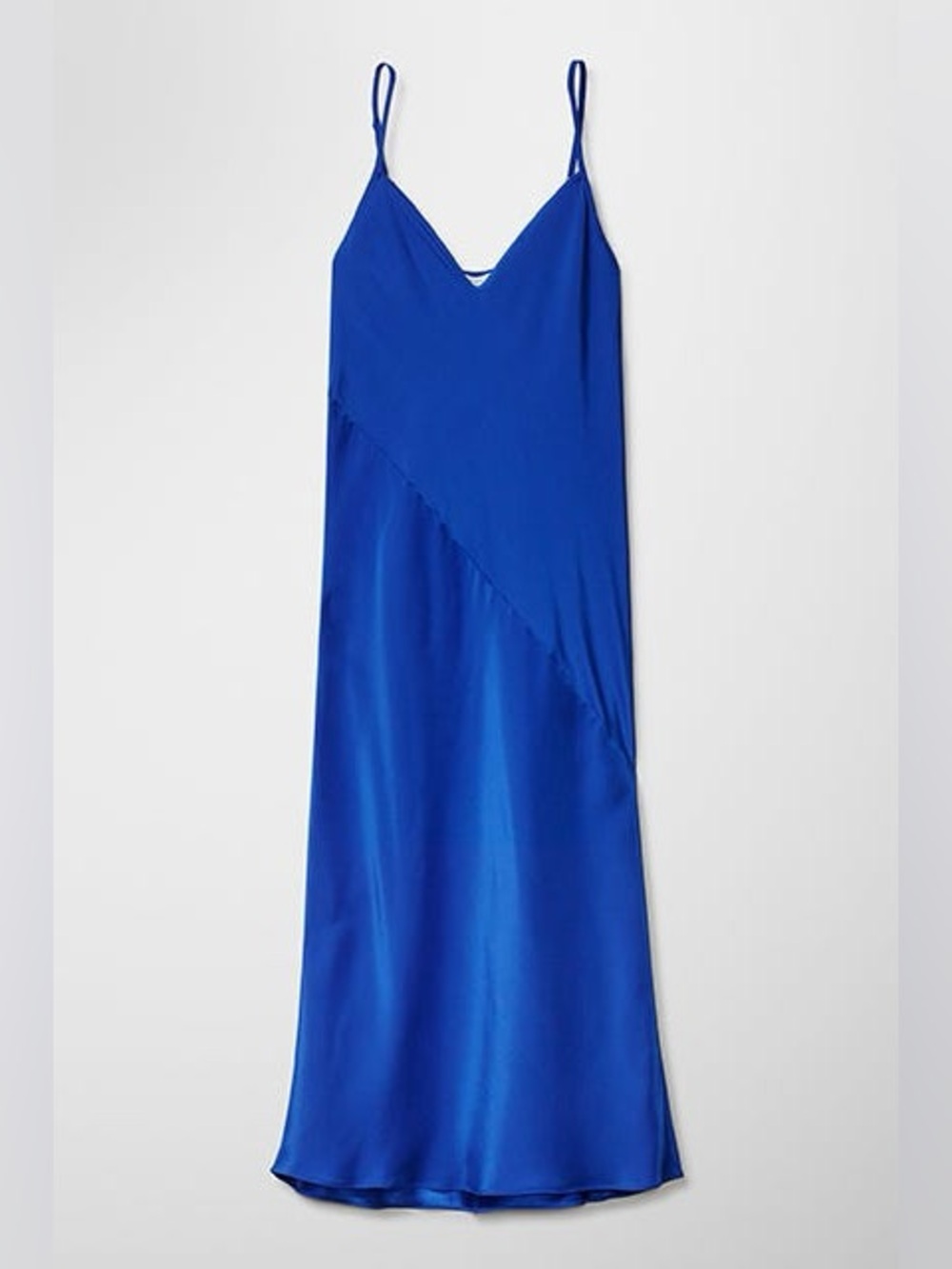 Babaton Aritzia Women’s Cobalt Blue Silk Strapless Vneck Slip Midi Dress Sz Med